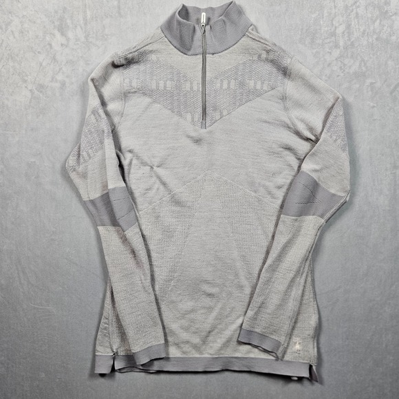 Smartwool Intraknit 250 Sweatshirt Womens Large Gray 1/4 Zip Merino Baselayer - Picture 3 of 16